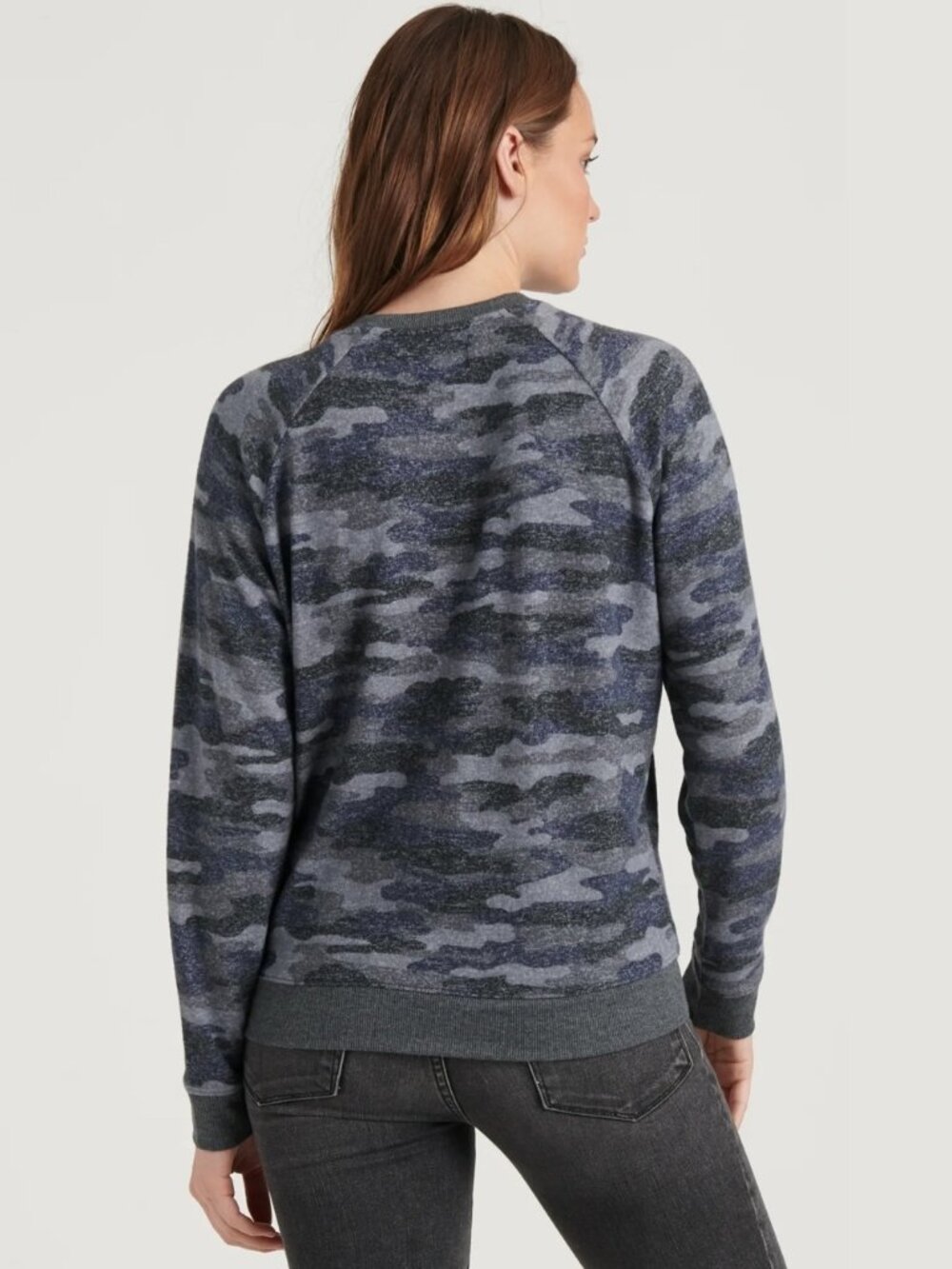 2/$30 Lucky Brand Hacci Camo Crew Neck Sweater Grey Multi Large #A4438 - Picture 9 of 14